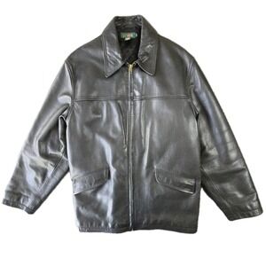 J.Crew Oarsman Leather Bomber Jacket M – Quilted‎ Lining, Black Pebbled Leather
